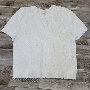 Marled White Knit Sweater Tee Size XL